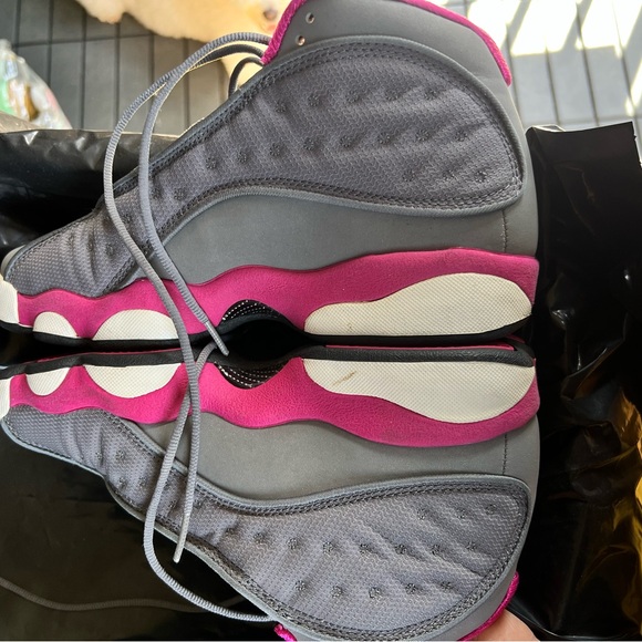Jordan Gray and Pink Athletic Shoes with Quilted Design - Picture 1 of 7